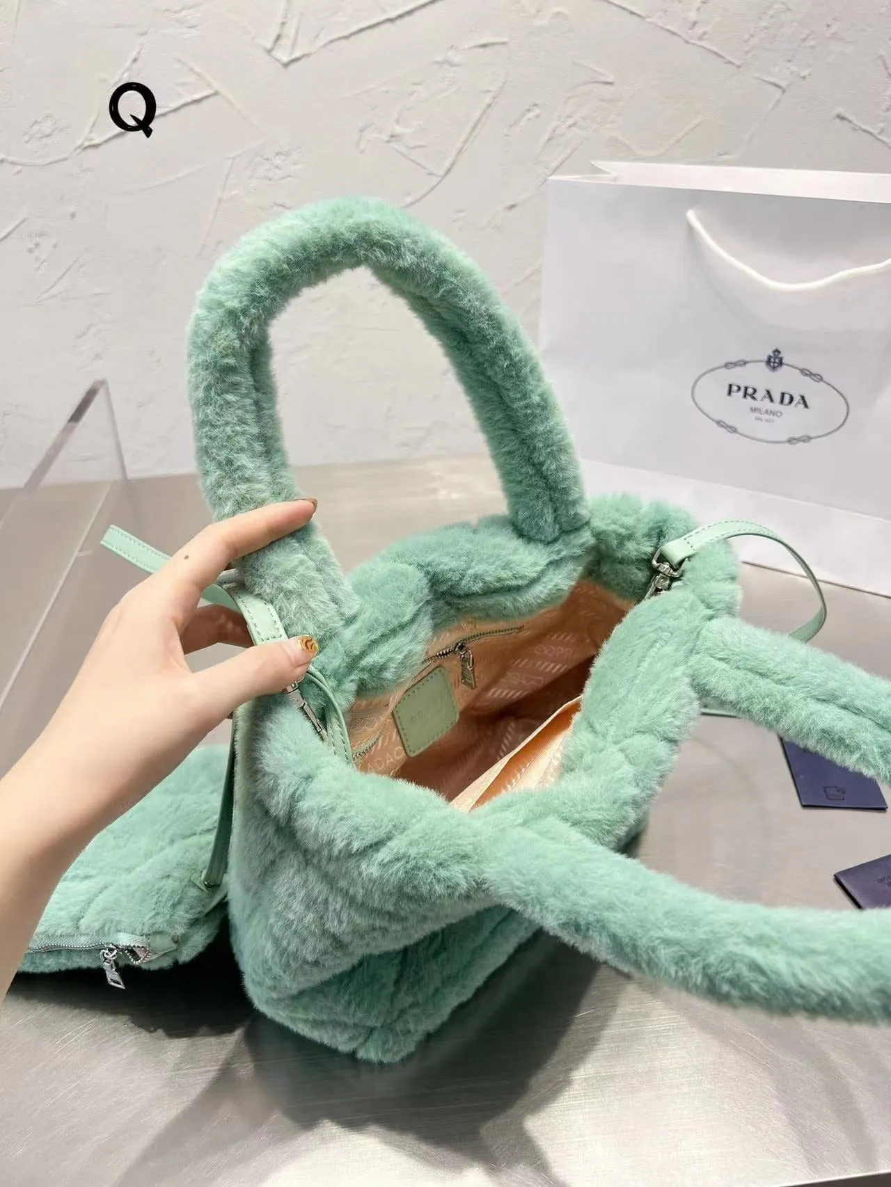 Fluffy Mint Green Bag