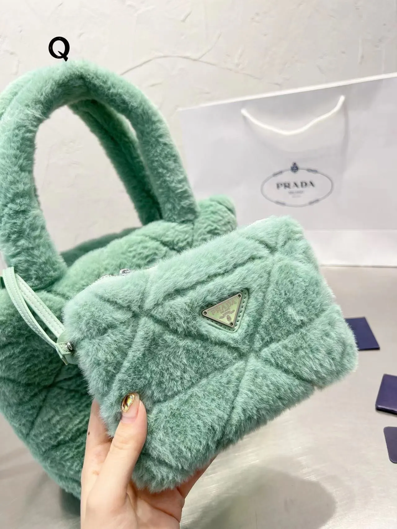 Fluffy Mint Green Bag