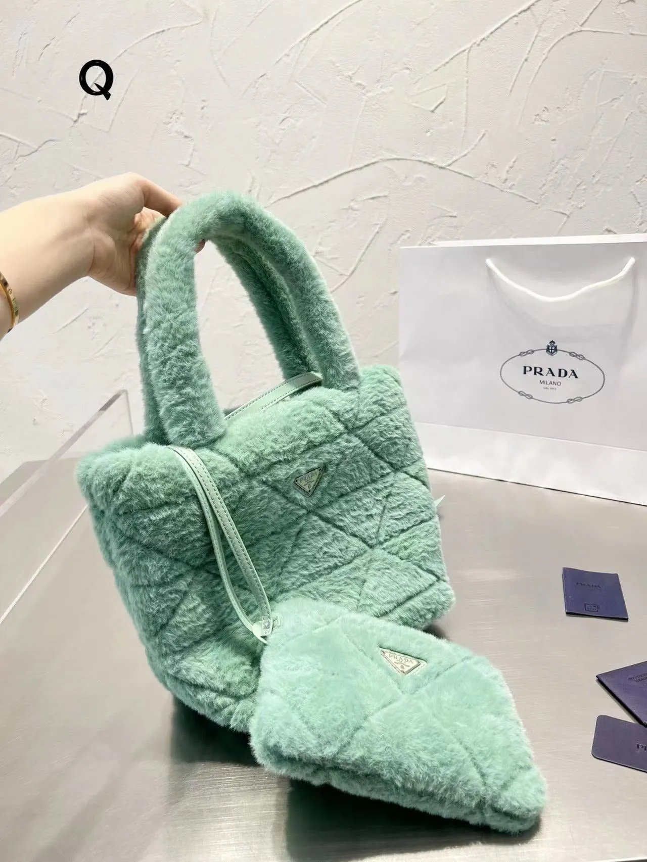 Fluffy Mint Green Bag