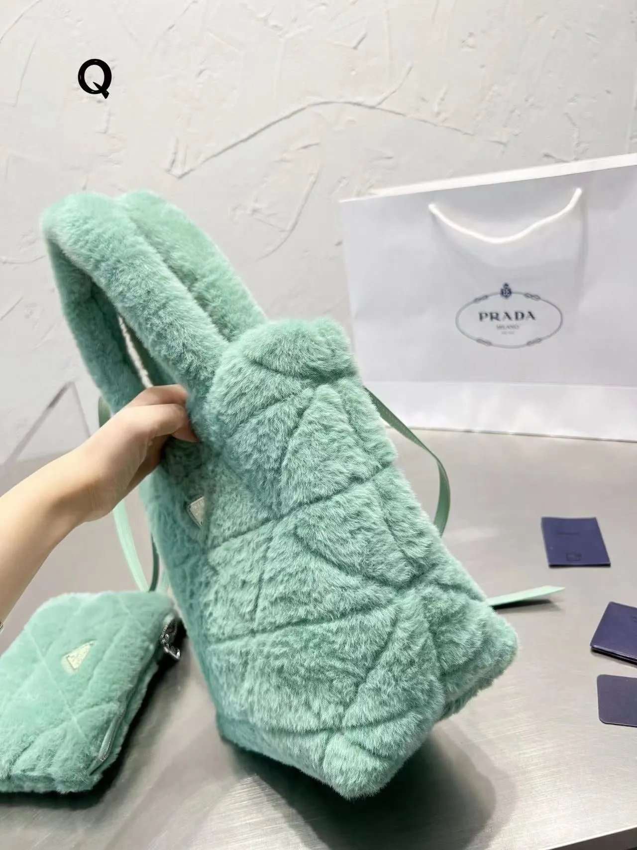 Fluffy Mint Green Bag