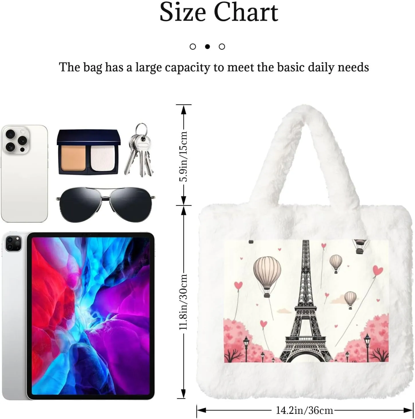 Fluffy Shoulder Bag Plush Bags Women Ladies Tote Bag Fluffy White Furry Purse Handbag for Autumn Winter
