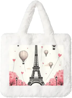 Fluffy Shoulder Bag Plush Bags Women Ladies Tote Bag Fluffy White Furry Purse Handbag for Autumn Winter