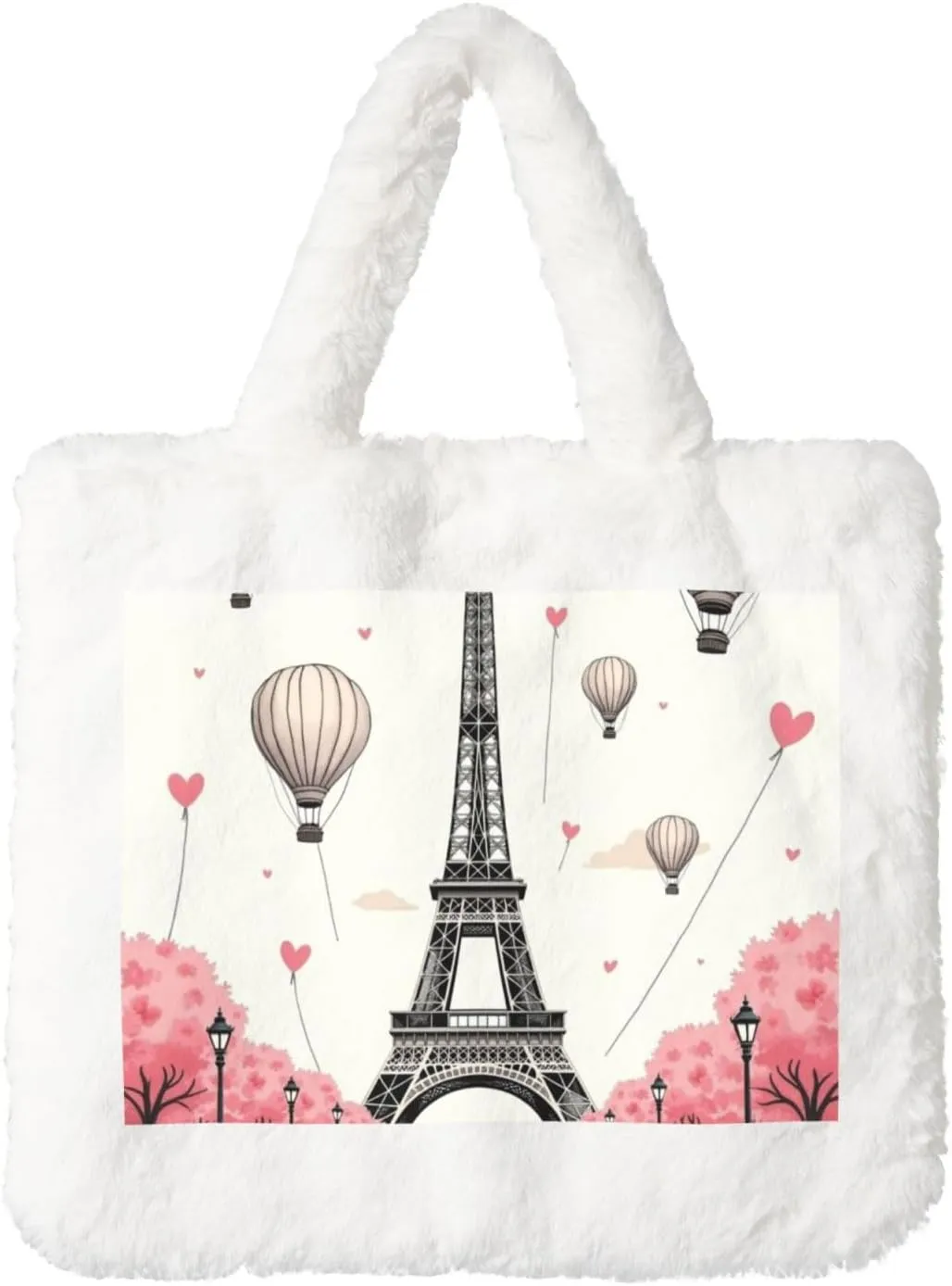Fluffy Shoulder Bag Plush Bags Women Ladies Tote Bag Fluffy White Furry Purse Handbag for Autumn Winter