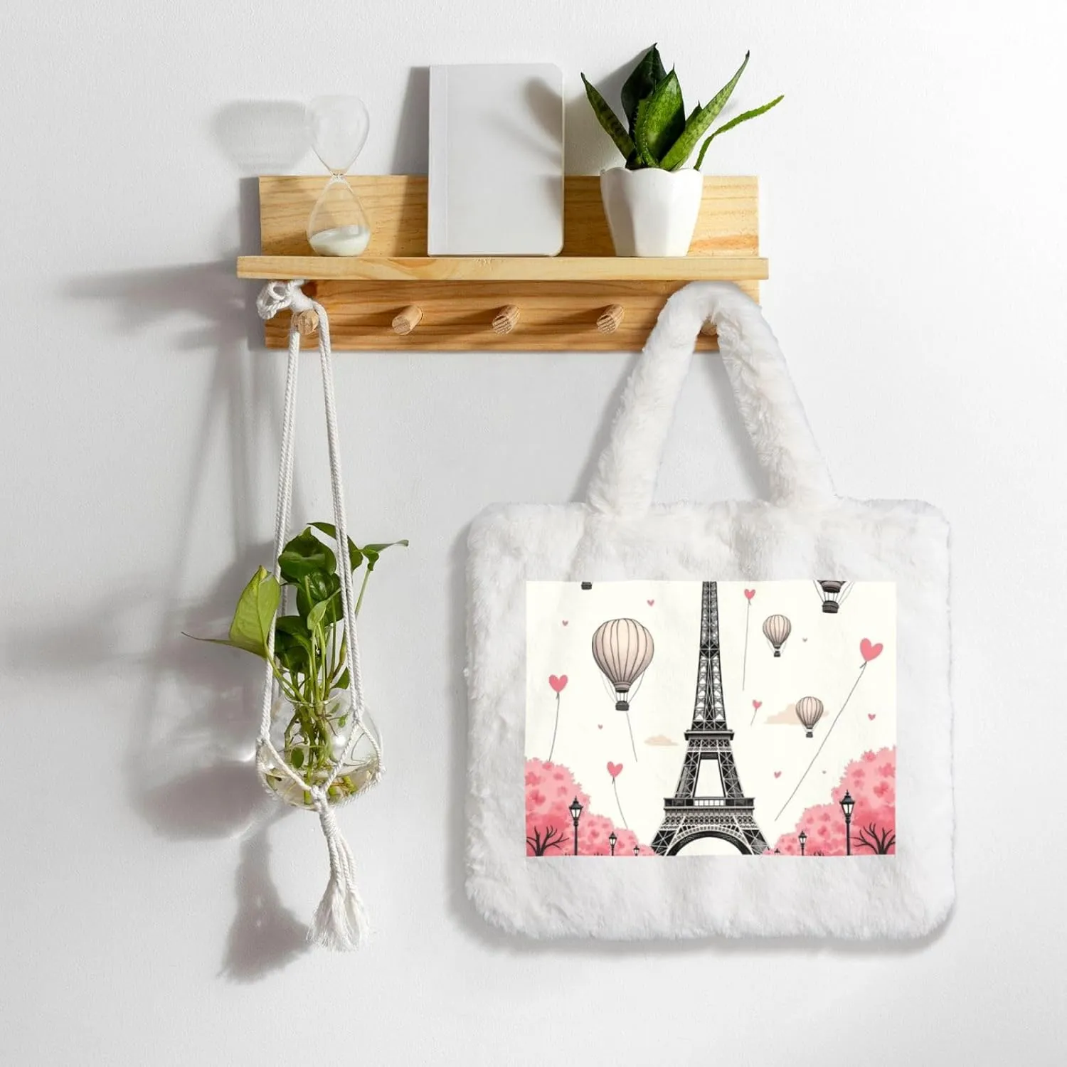 Fluffy Shoulder Bag Plush Bags Women Ladies Tote Bag Fluffy White Furry Purse Handbag for Autumn Winter
