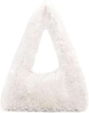 Fluffy Shoulder Hobo Bag Handbag and Purse Women Y2K Fuzzy Soft Plush Underarm Tote Bag