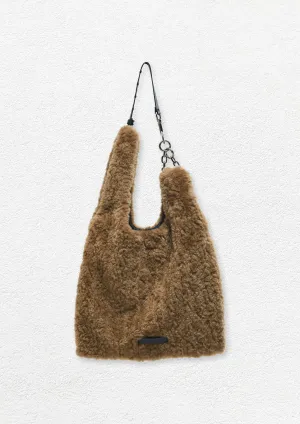 Fluffy tote bag - brown