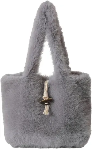 Fluffy Tote Bag for Women Large Plush Shoulder Purses Ladies Faux Fur Bag Top Handle Satchel Handbag Fall Winter
