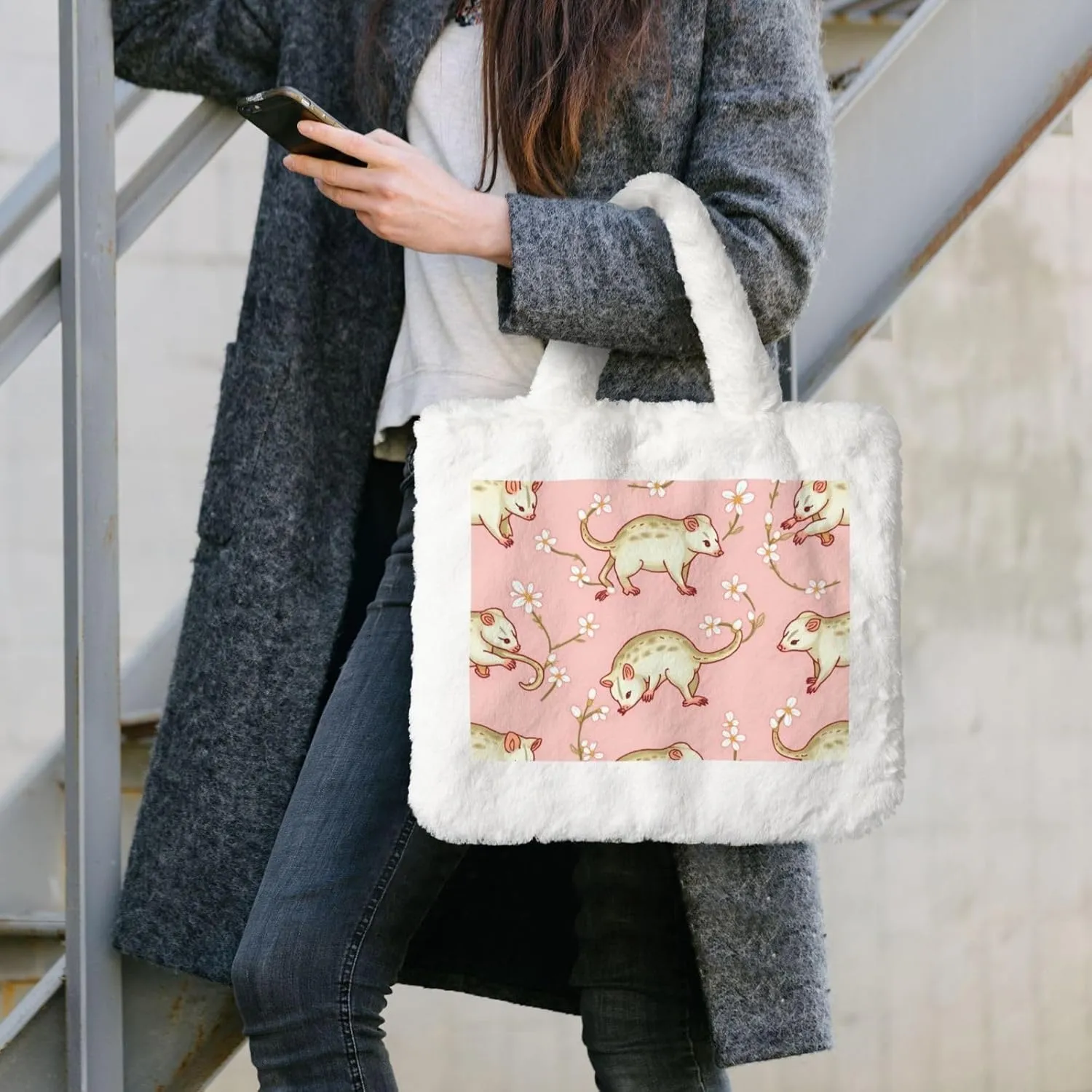 Fluffy Tote Bag Ladies Shoulder Bag Women Furry Tote Bag Plush Handbag Women Cute Bag for Women