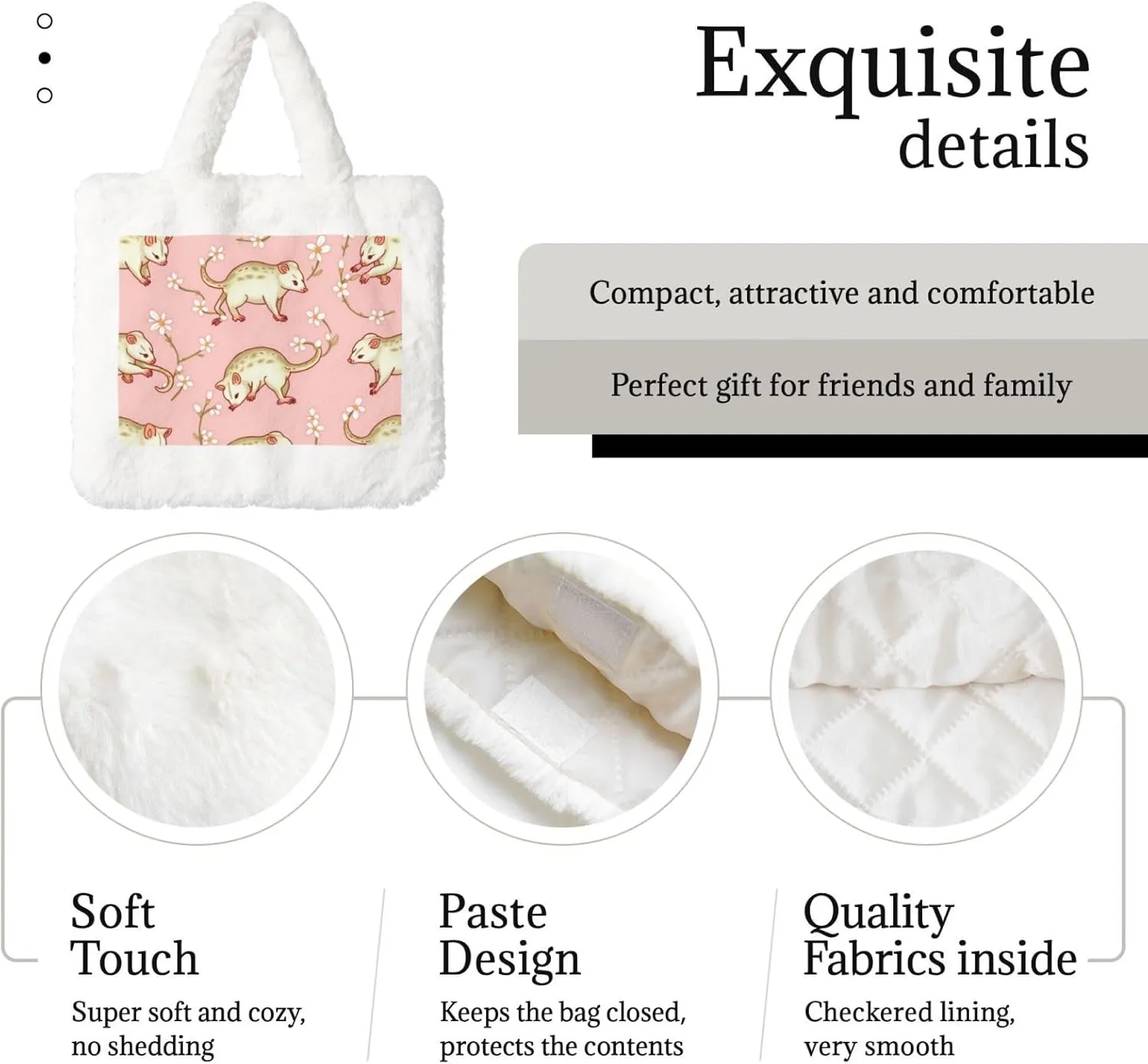 Fluffy Tote Bag Ladies Shoulder Bag Women Furry Tote Bag Plush Handbag Women Cute Bag for Women