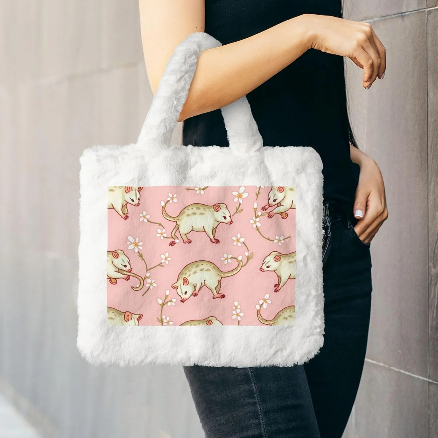 Fluffy Tote Bag Ladies Shoulder Bag Women Furry Tote Bag Plush Handbag Women Cute Bag for Women