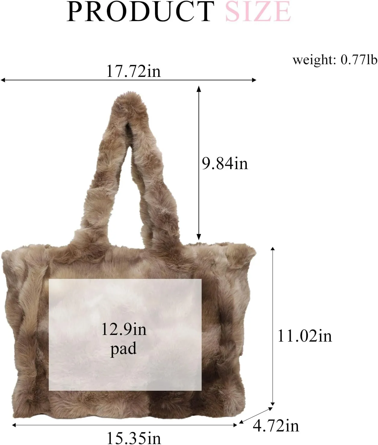 Fluffy Tote Bag Large Fur Purses for Women Winter Fuzzy Totes Furry Shoulder Handbag Plush Bags