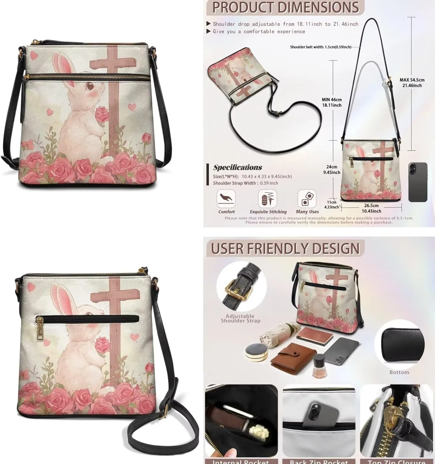FOR U DESIGNS Purse and Wallet Set for Women Hobo Crossbody Bags Anti Theft Cute Shoulder Bags Valentine's Day Gifts for Her