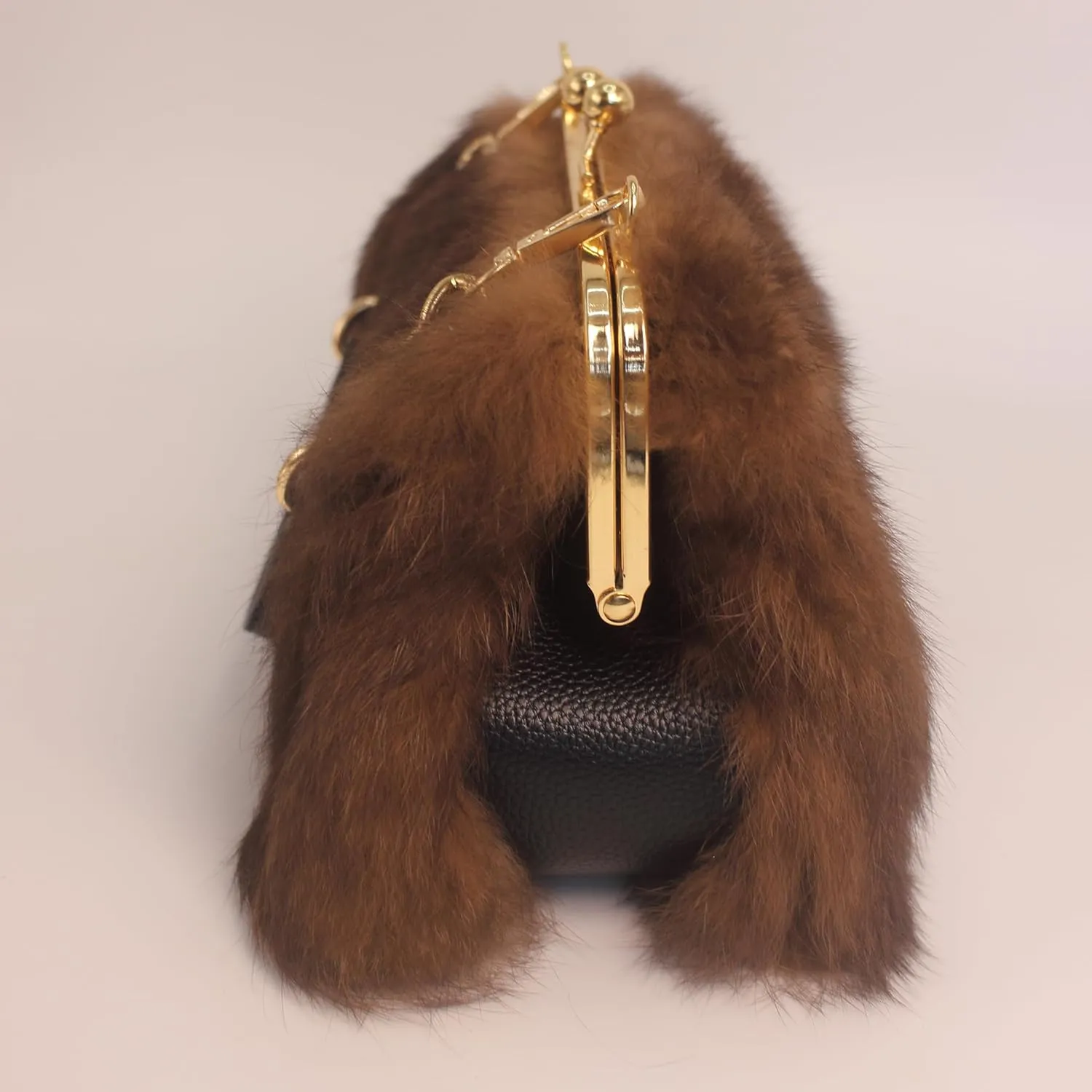 Fosrion Genuine Rabbit Fur Kisslock Handbag – Small Size, Multiple Patterns & Colors