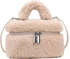 Furry Purse for Women Faux Fur Bag Cute Lambswool Fuzzy Crossbody Bags Top-Handle Fluffy Handbag
