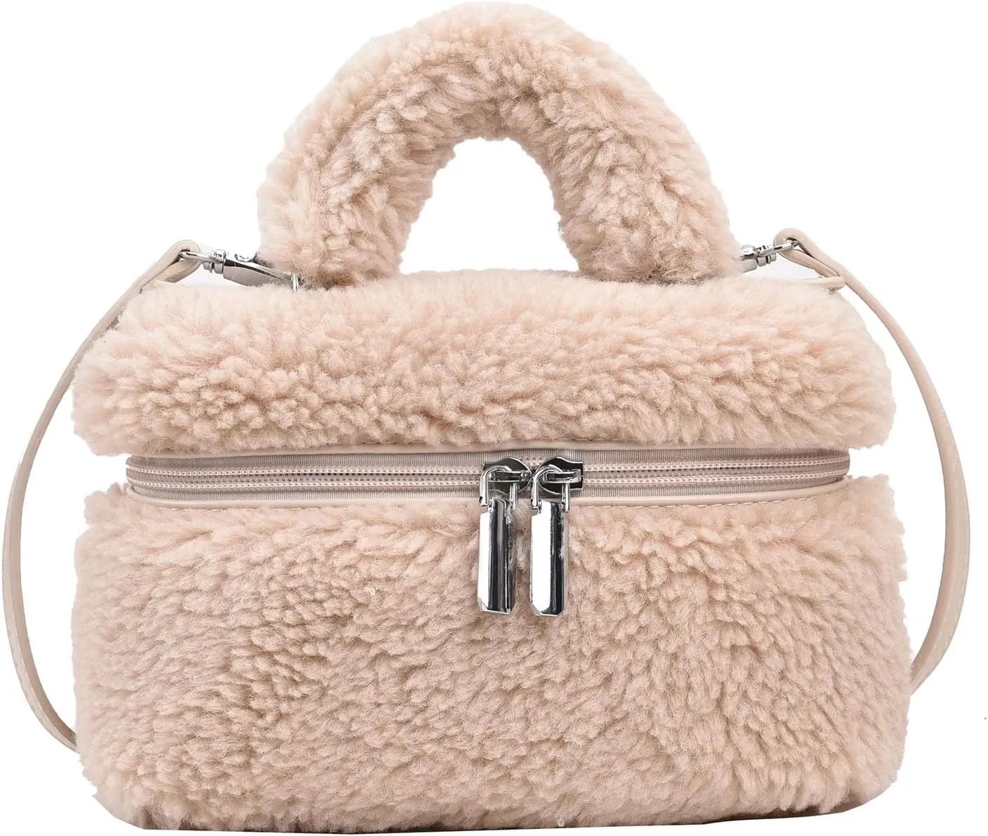 Furry Purse for Women Faux Fur Bag Cute Lambswool Fuzzy Crossbody Bags Top-Handle Fluffy Handbag