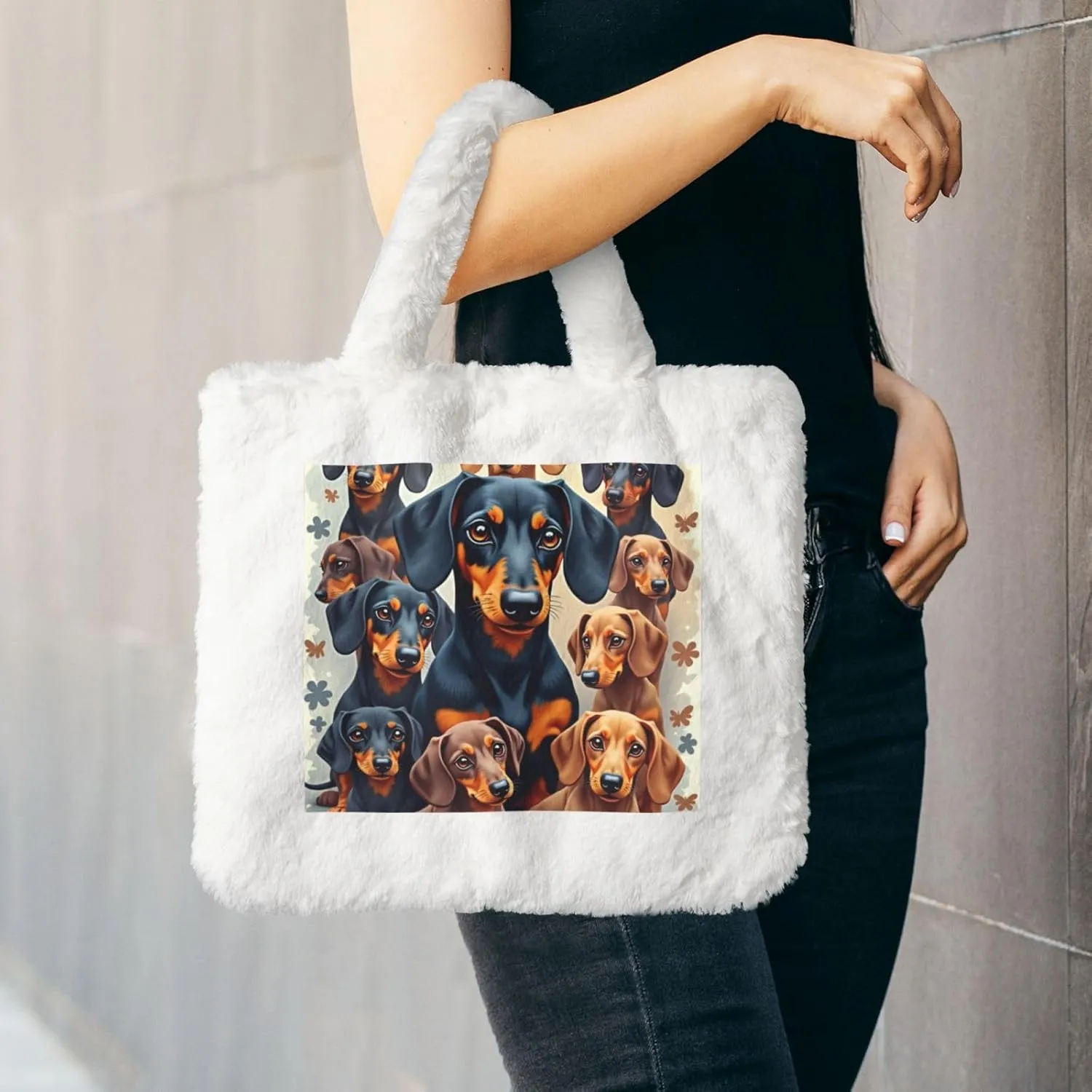 Furry Purse for Women, Plush Shoulder Handbag Faux Fur Bag Fluffy Tote Bag, Winter Tote Handbag