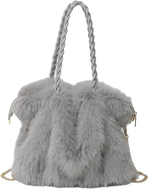 Furry Purse Winter Fluffy Bags for Women Fuzzy Tote Bag Handbags Faux Fur Bag Fluffy Shoulder Crossbody Bag