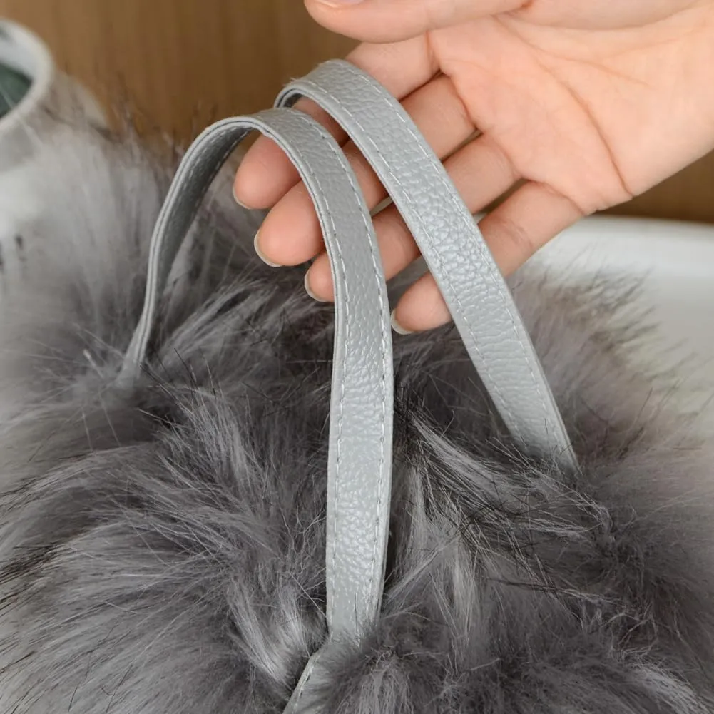Furry Tote Bag for Women - Y2K Fluffy Shoulder Handbag with Faux Fur Top Handle