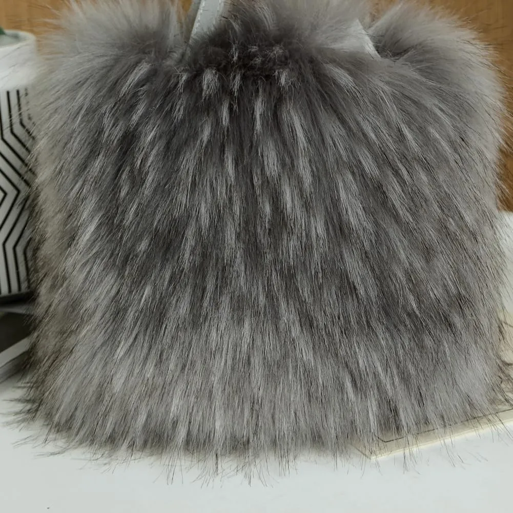 Furry Tote Bag for Women - Y2K Fluffy Shoulder Handbag with Faux Fur Top Handle