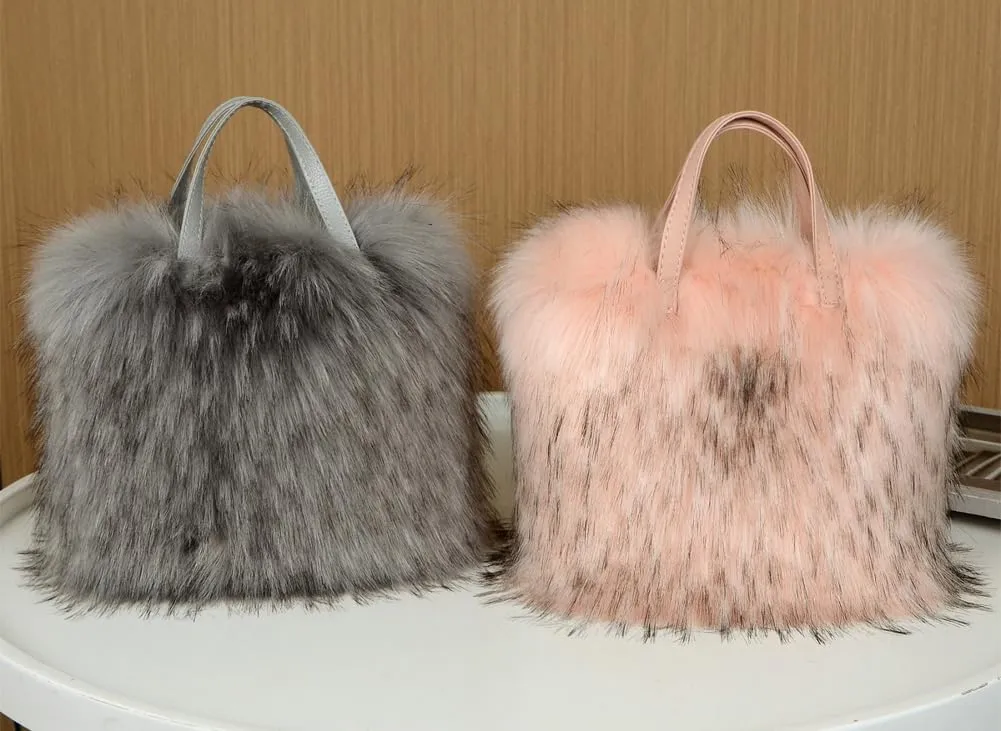 Furry Tote Bag for Women - Y2K Fluffy Shoulder Handbag with Faux Fur Top Handle