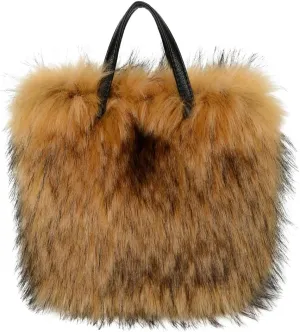 Furry Tote Bag for Women - Y2K Fluffy Shoulder Handbag with Faux Fur Top Handle