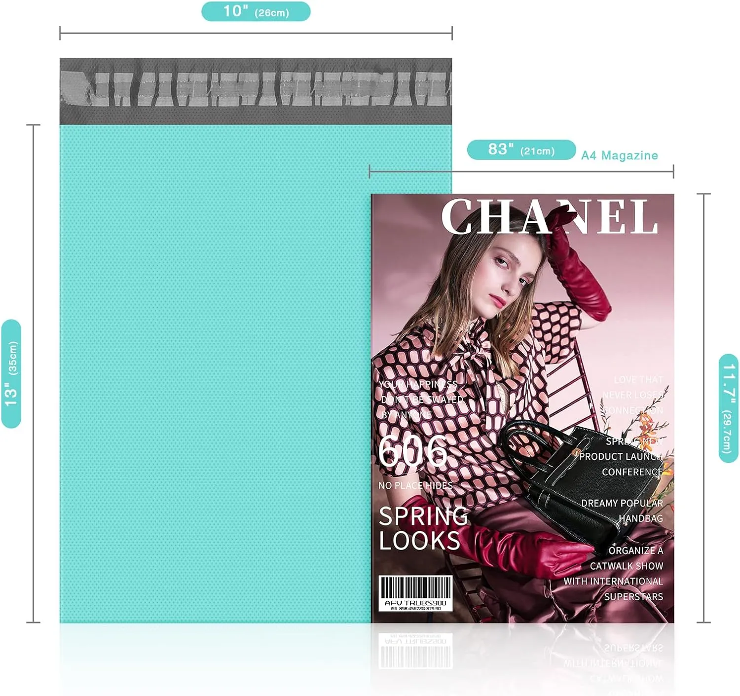 Fuxury Poly Mailers 10x13 Inch 100Pcs Shipping Bags for Clothing Embossed Dots Design Shipping Envelopes Waterproof Mailing Envelopes Self Seal Mailers Poly Bags Durable Package Bags Teal