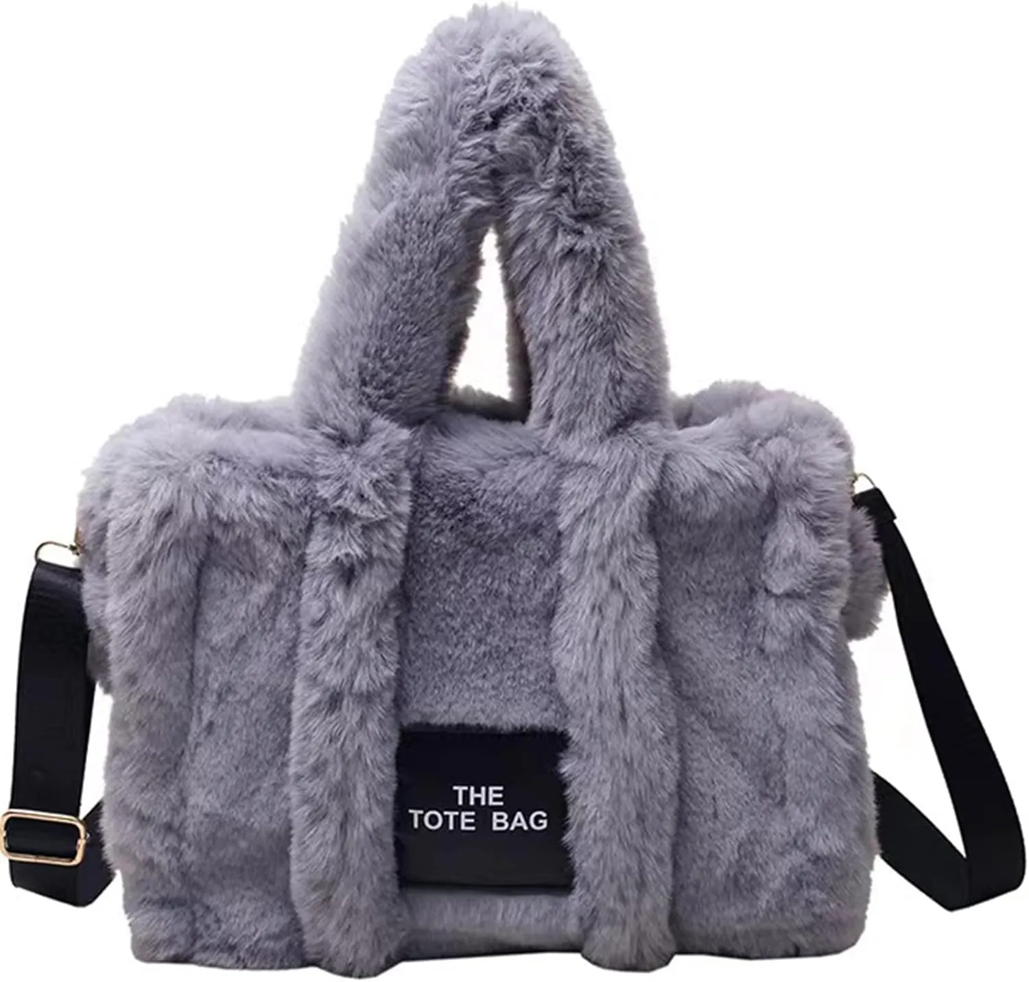 Fuzzy Purse, The Tote Bags for Women, Fluffy Tote Bags Top-Handle Crossbody Handbag Trendy Plush Tote Bag for Travel