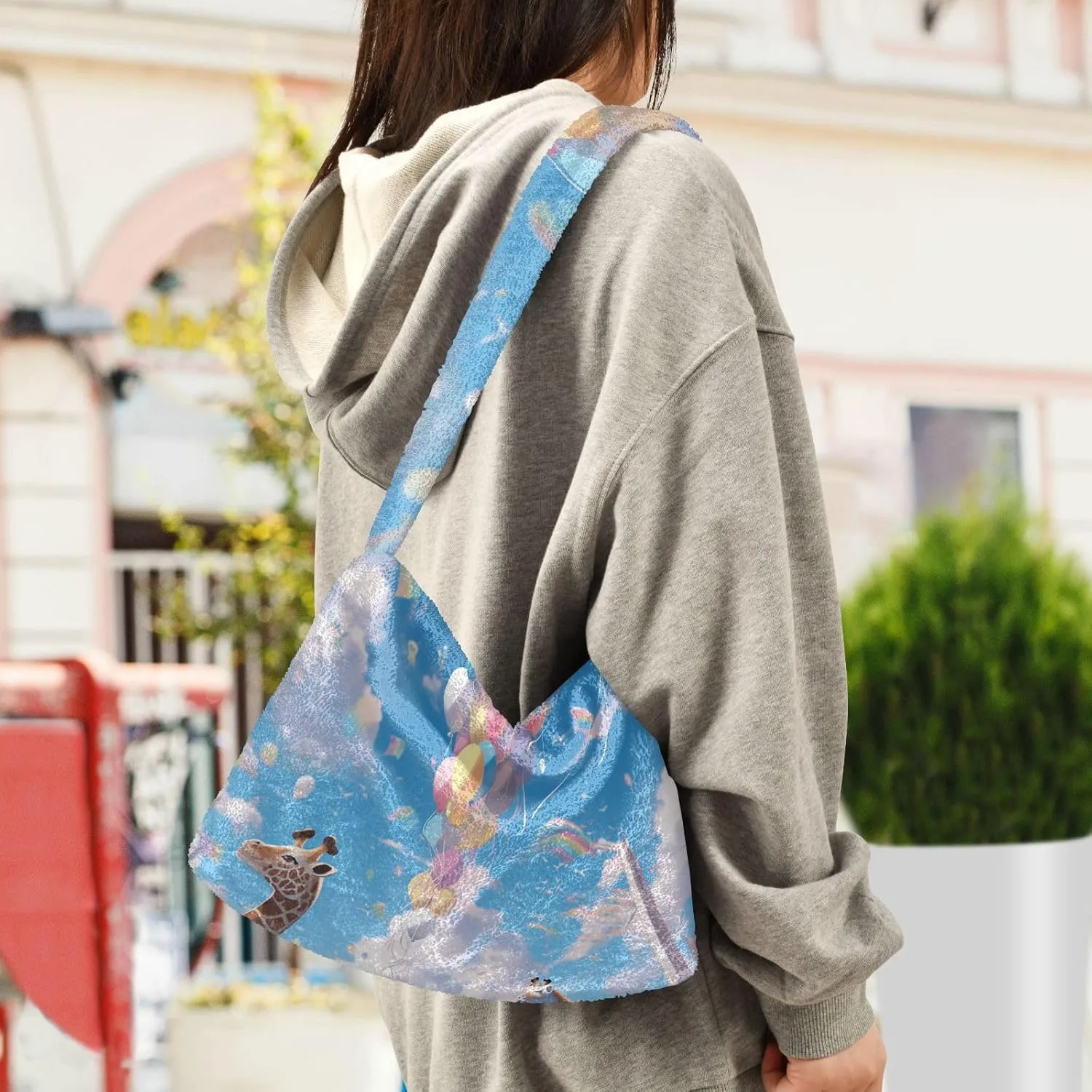 GAIGEO Little Bear Behind the Broken Wall Womens Shoulder Bag, Shoulder Bag with Pocket, Lightweight Handbags for Women