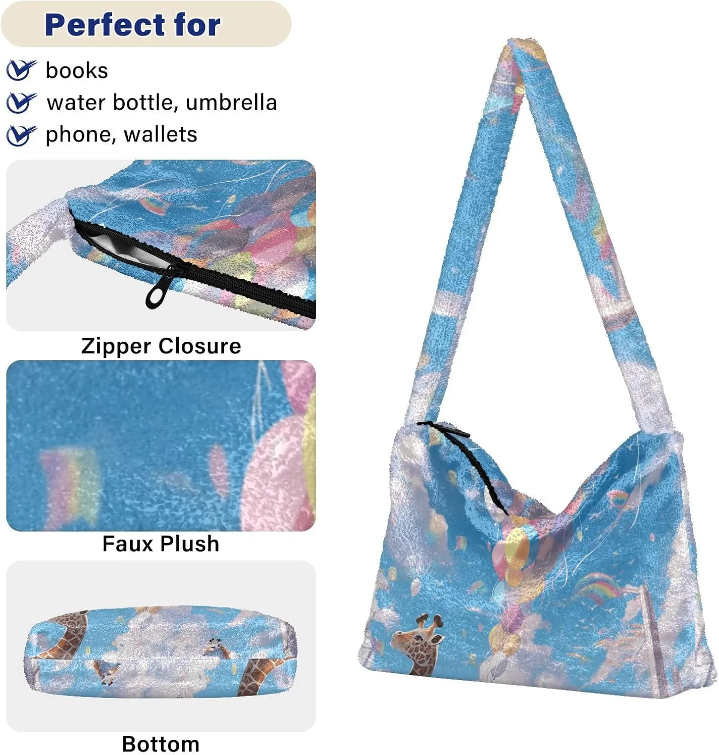 GAIGEO Little Bear Behind the Broken Wall Womens Shoulder Bag, Shoulder Bag with Pocket, Lightweight Handbags for Women