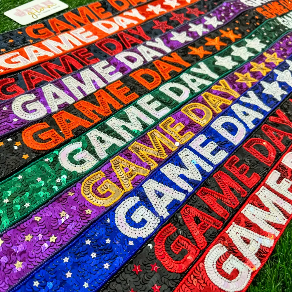 GAME DAY SEQUIN BEADED STAR BAG STRAP - GREEN/WHITE