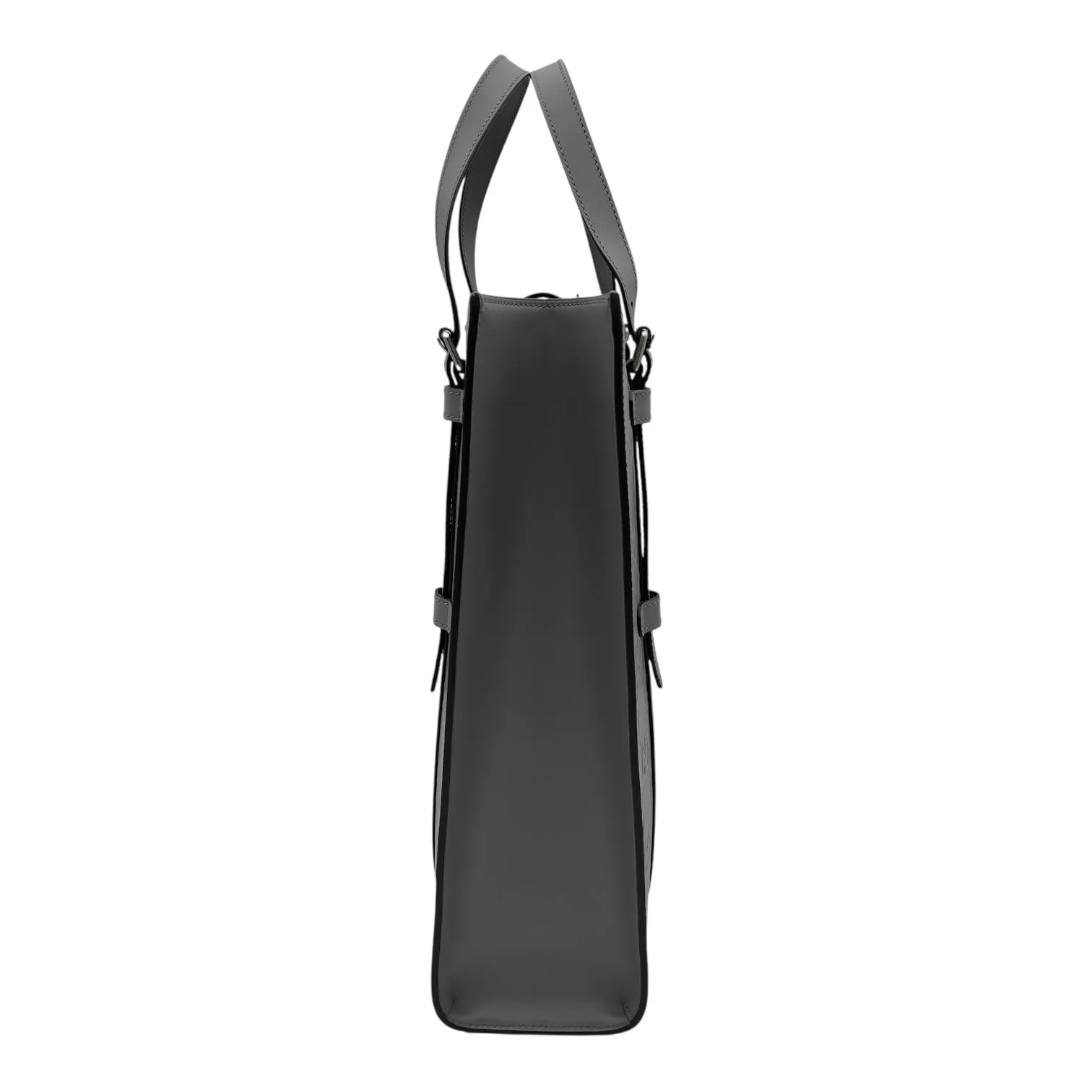 GG Tote Bag Grey in Embossed Leather, Silver hardware