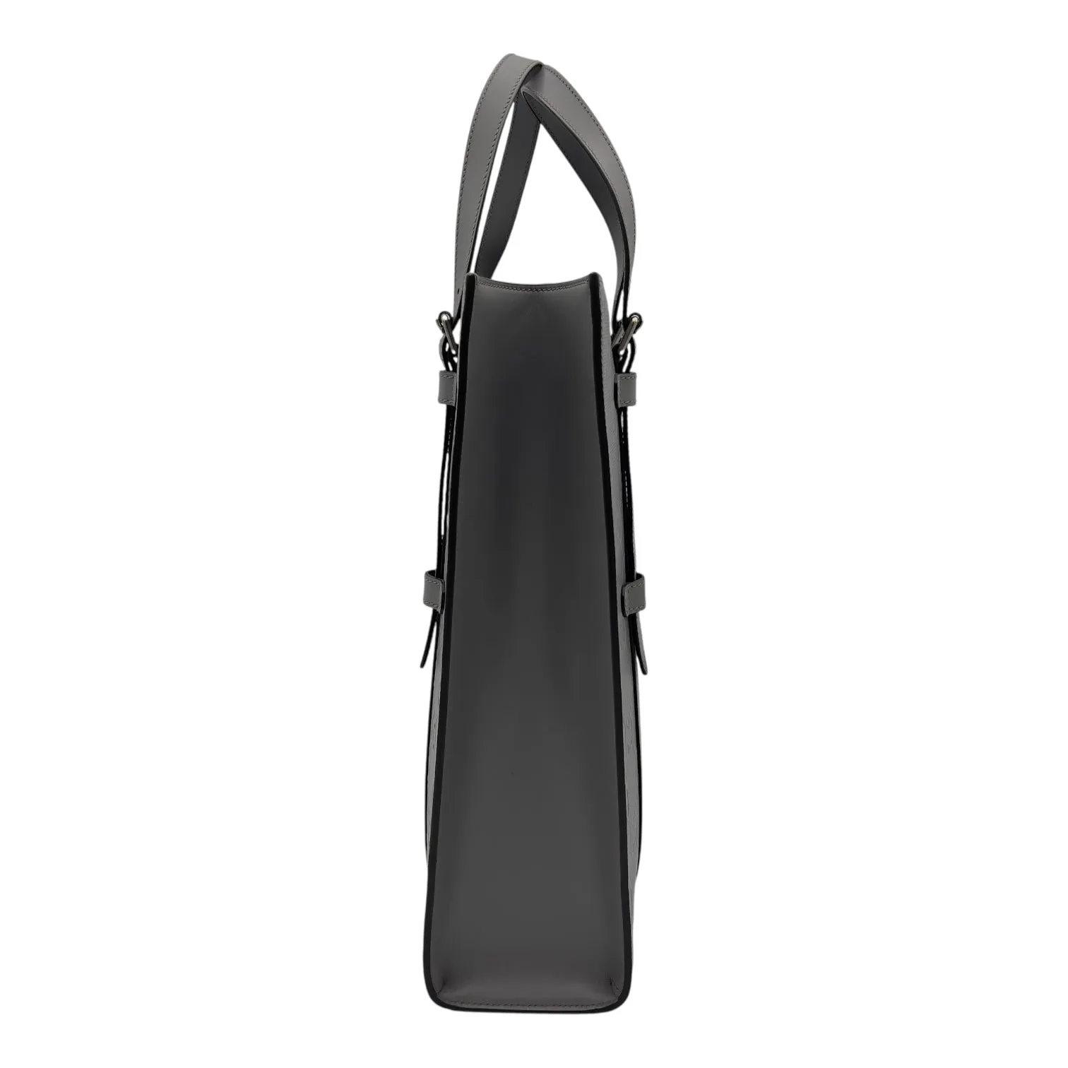 GG Tote Bag Grey in Embossed Leather, Silver hardware