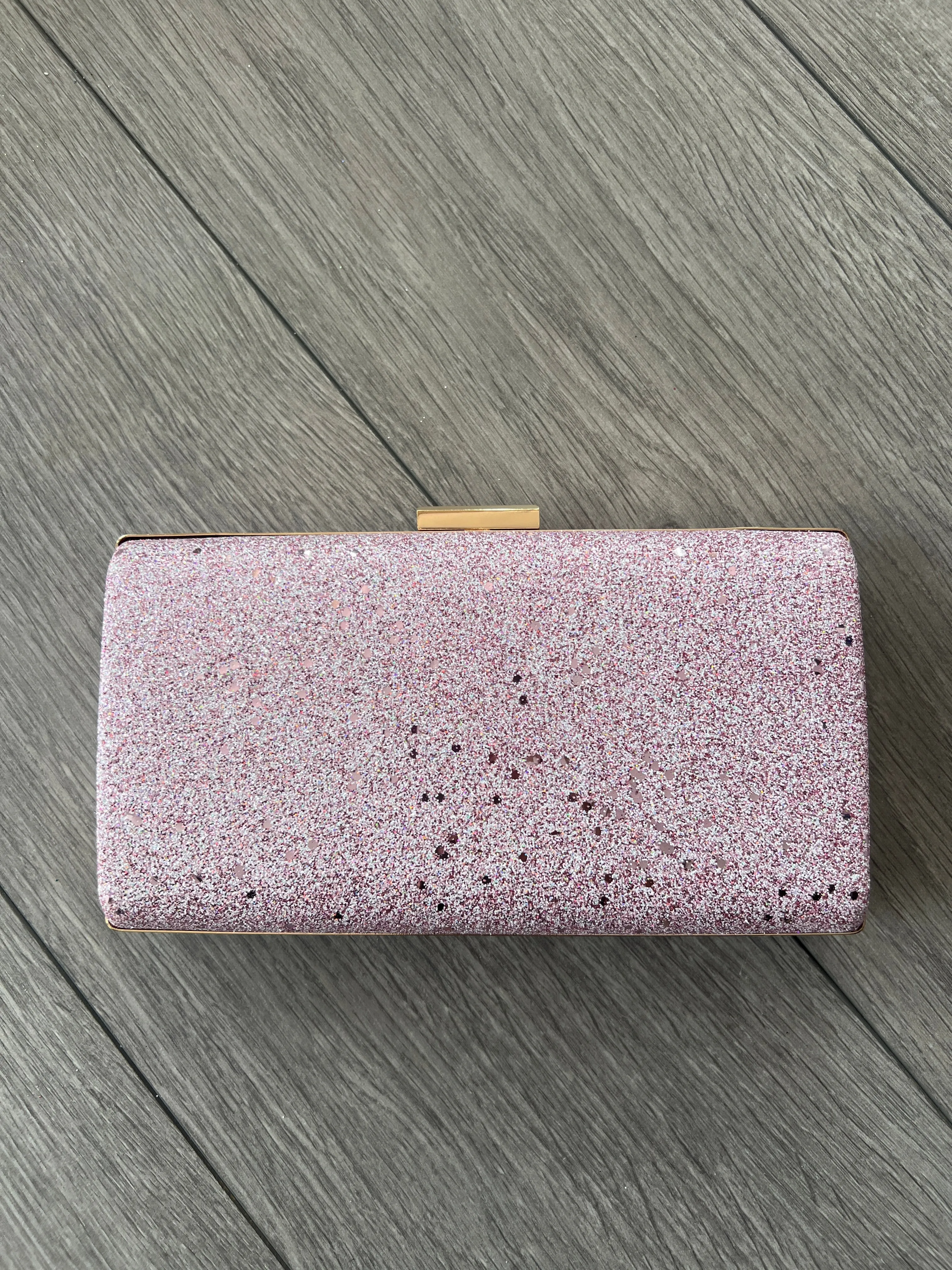 Glitter Pale Pink Box Clutch Bag
