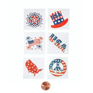 Glitter Patriotic Temporary Tattoos (144 total tattoos in 2 bags) 6¢ each