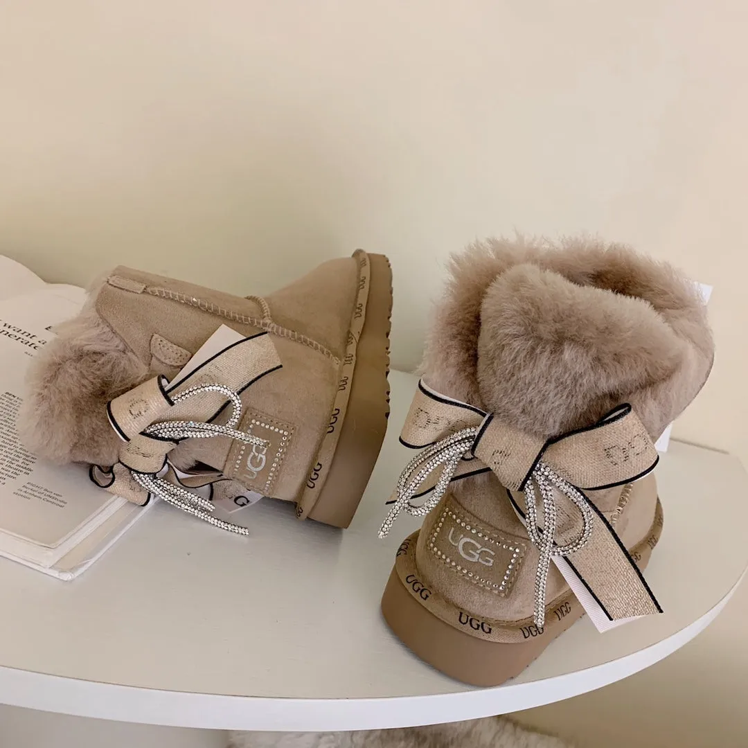 Glittery Bow Ugg Boots