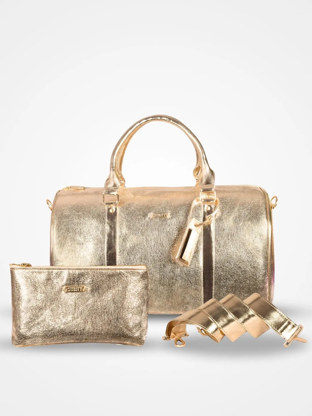 Glittery Gold cabin bag with toiletry pouch