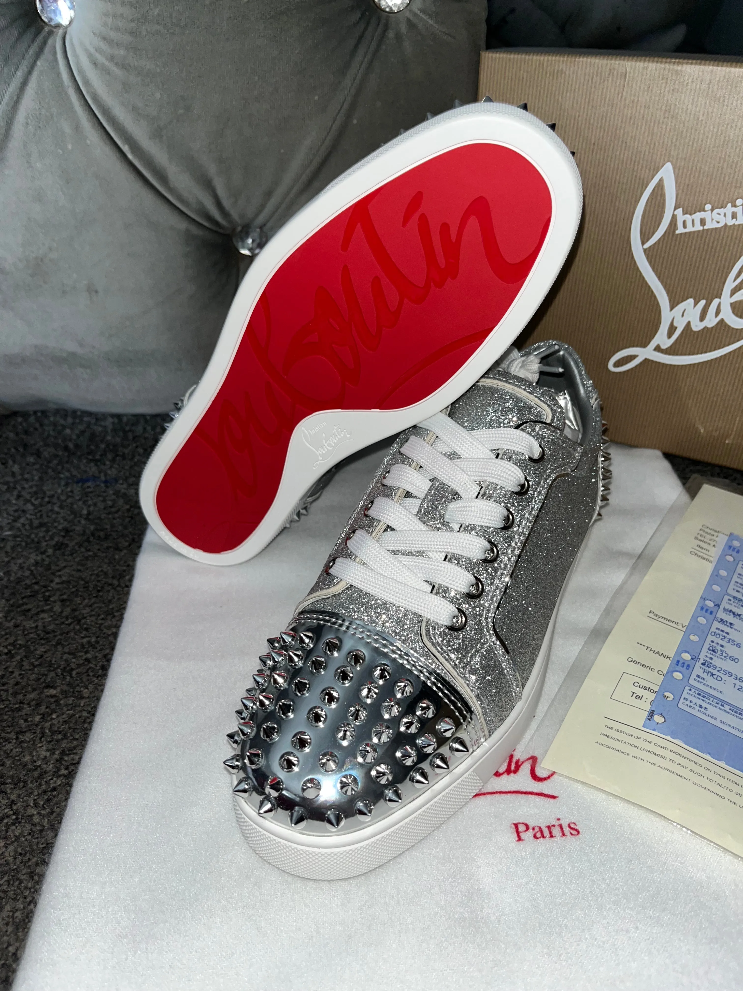 Glittery Studded Plain Trainers
