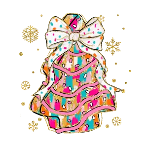 Gold Glitter and Multicolored Bow DTF (direct-to-film) Transfer
