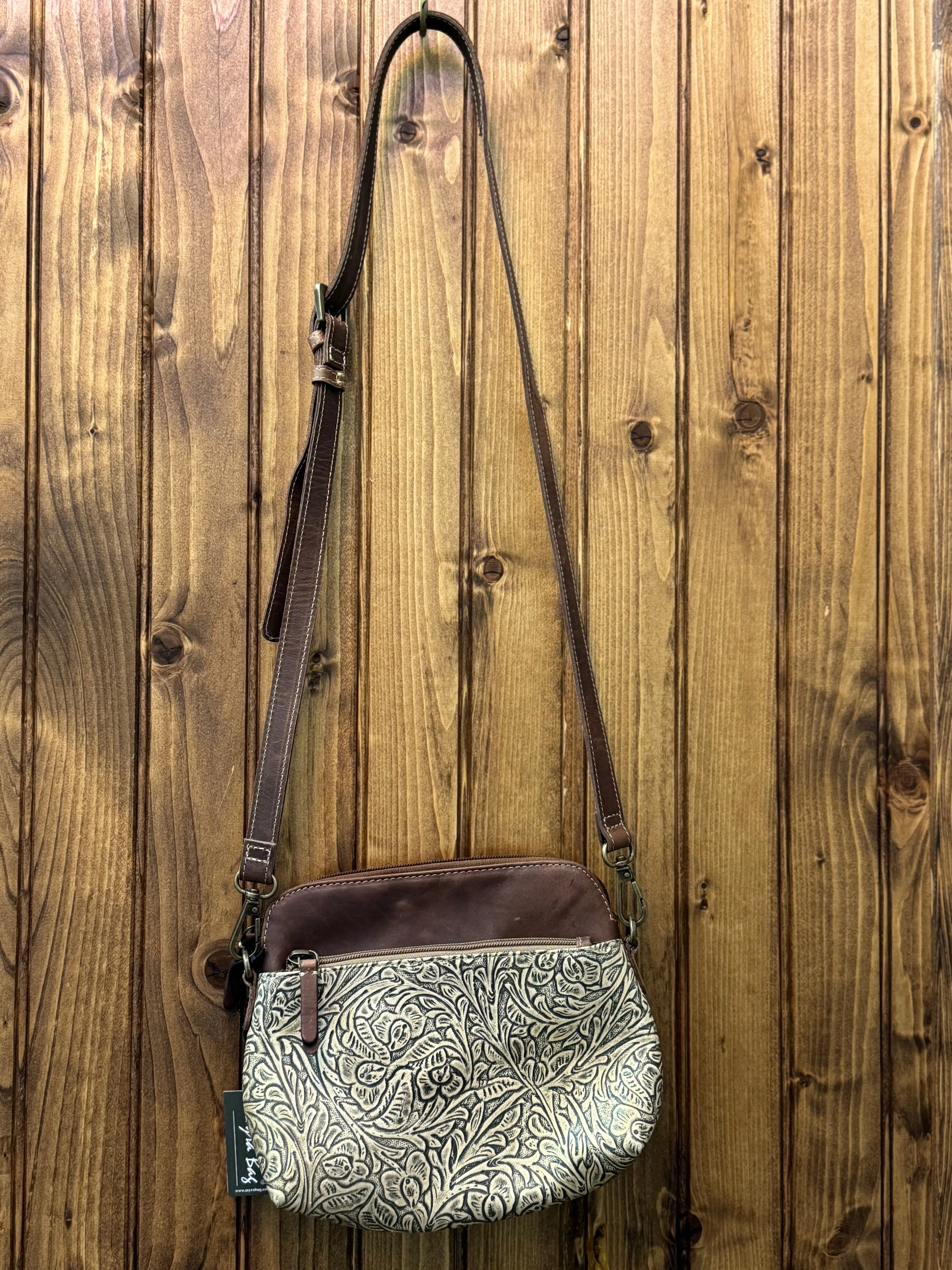 Gold Leather Embossed Crossbody