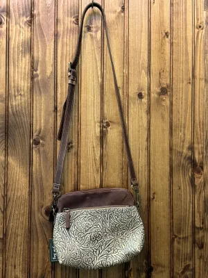 Gold Leather Embossed Crossbody