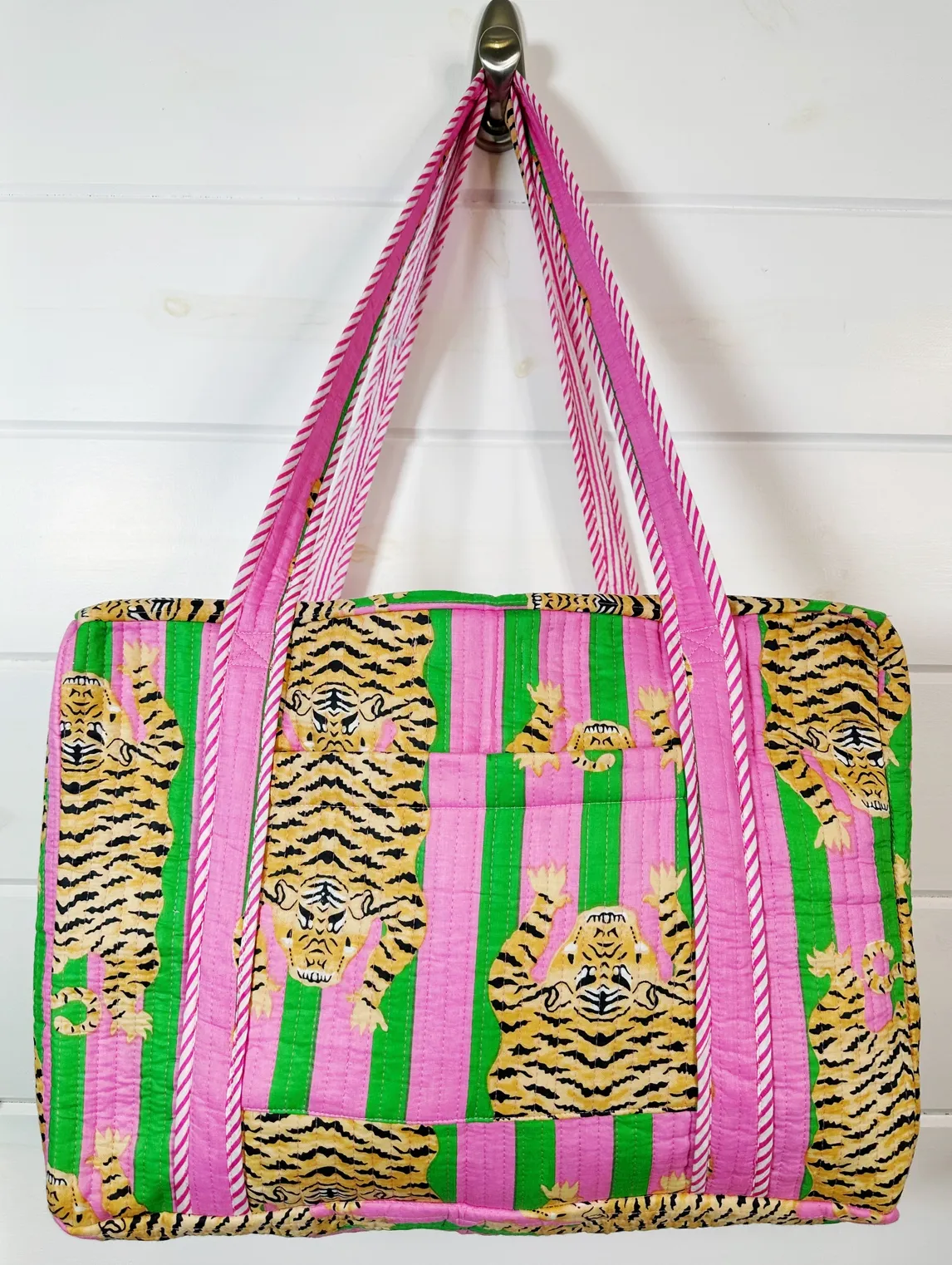 Green and Pink Tiger Overnight Bag