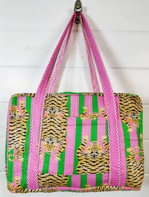 Green and Pink Tiger Overnight Bag