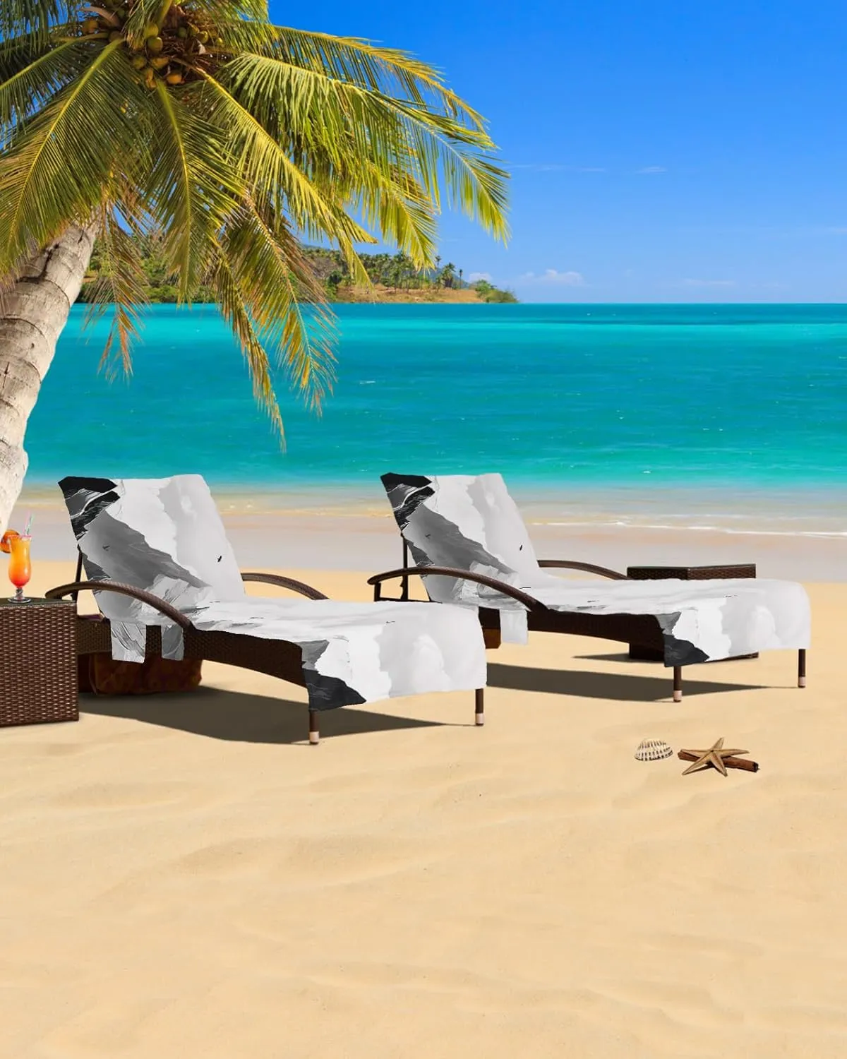 Grey Mountain Chaise Lounger Cover with Pockets, Pool Lounge Chair Covers 85"x29", Peak Scenery Sun Cloud Eagle Natural Landscape Microfiber Beach Chair Cover for Outdoor Patio Sunbathing