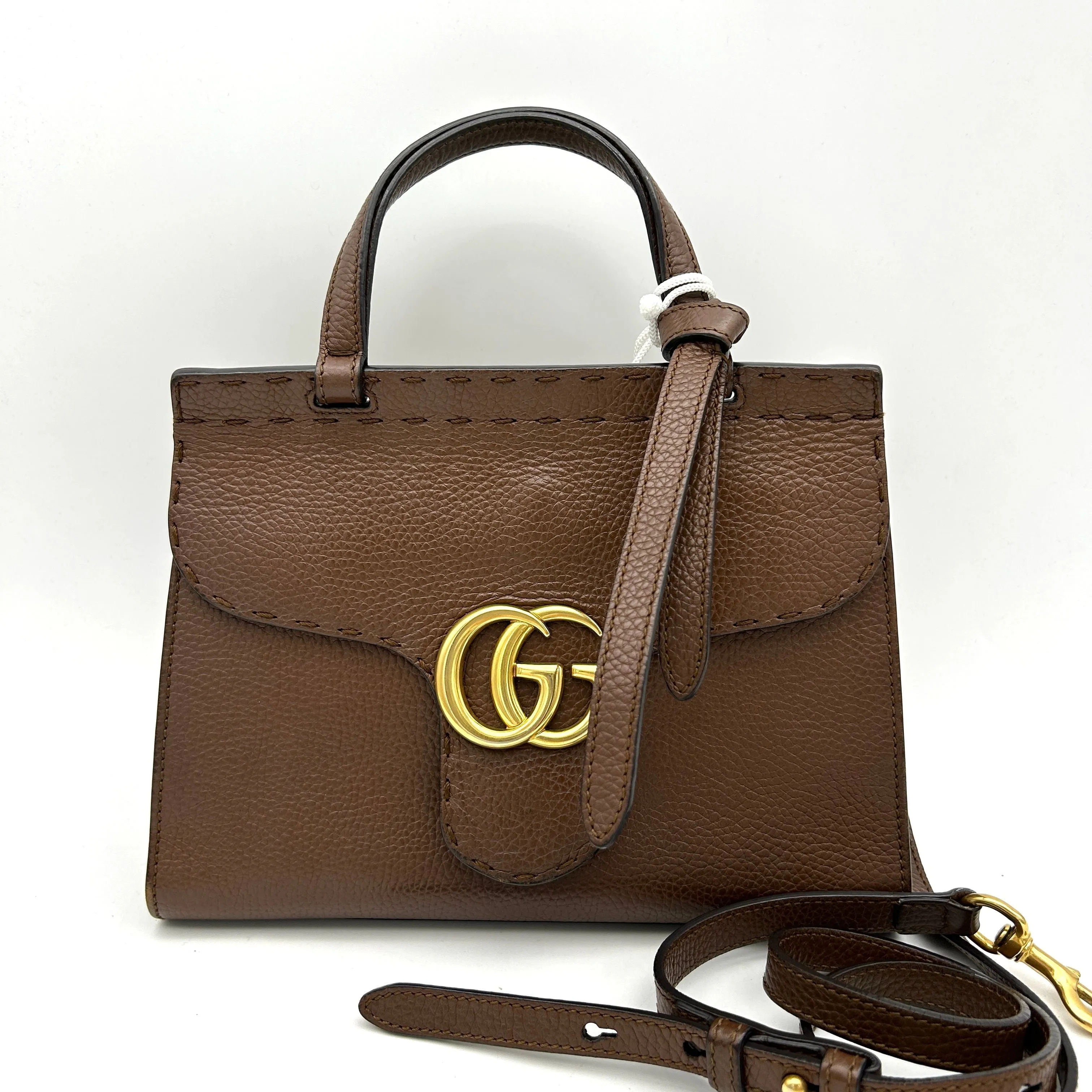 GUCCI Calfskin Mini Pearly GG Marmont Top Handle Bag Porcelain Rose LA24717