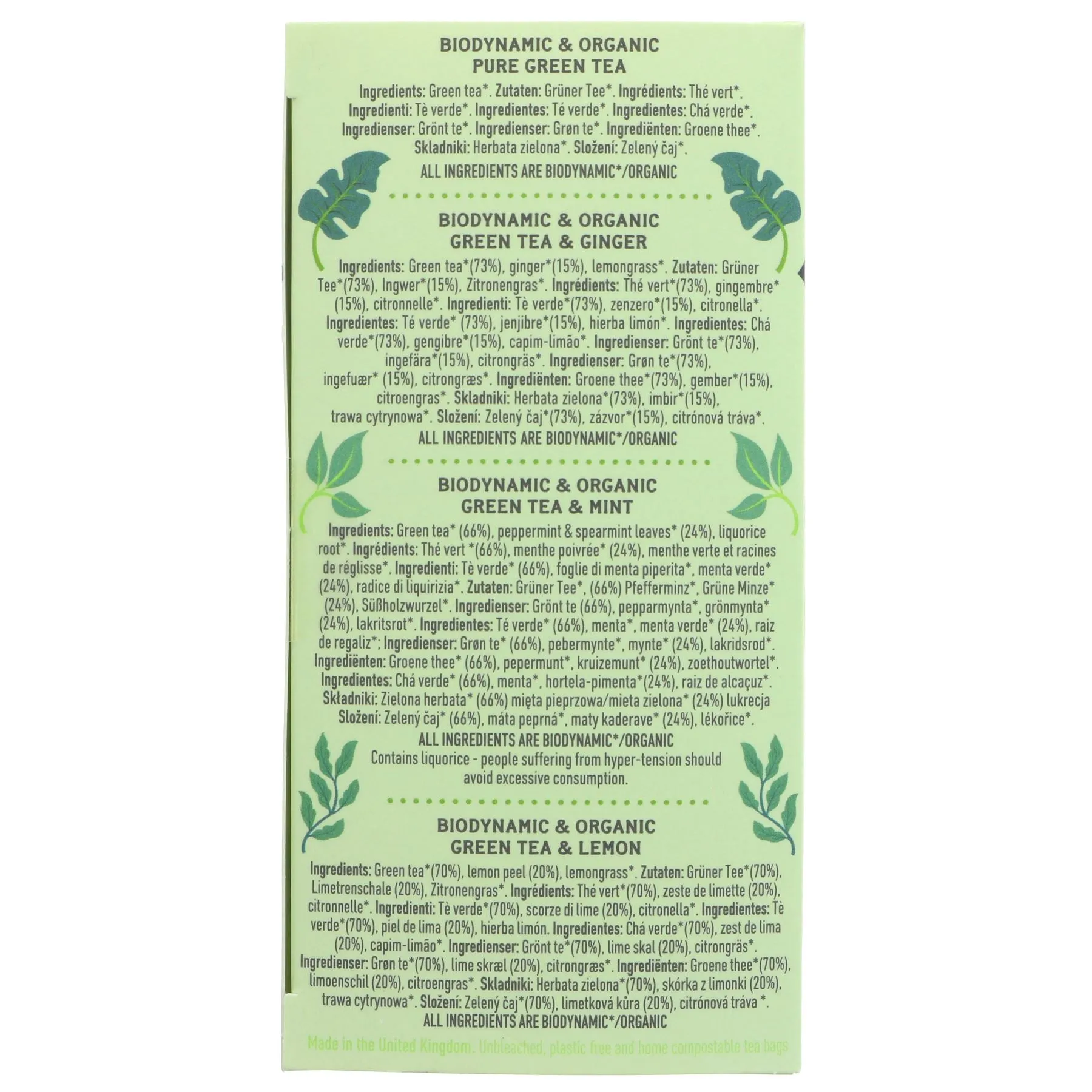 Hampstead Tea | Green Tea Selection - 5 Different Green Teas | 20 bags