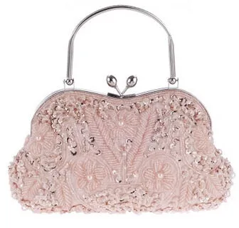 Hand Made Black Beaded Sequins Women Metal Frame Evening Clutches Purse Bridal Wedding Formal Dinner Chain Shoulder Handbag Bag
