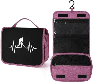 Heartbeat Ice Hockey Makeup Bag Travel Toiletry Bag Waterproof Cosmetic Bag with Portable Hook Handbag, style, 20240328