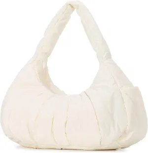 Herald Ruched Puffer Shoulder Bag for Women, Nylon Lightweight Puffy Cloud Crescent Carryall Hobo Handbag Soft Purse