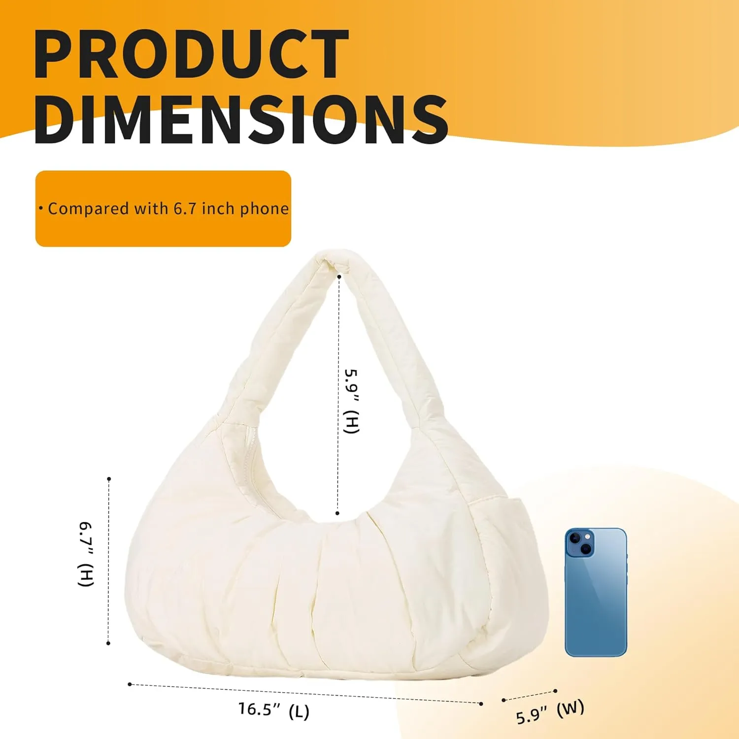 Herald Ruched Puffer Shoulder Bag for Women, Nylon Lightweight Puffy Cloud Crescent Carryall Hobo Handbag Soft Purse