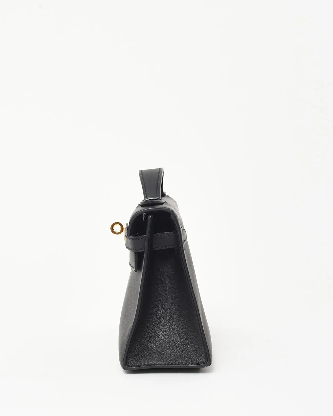 Hermès Black Swift Leather Kelly Pochette GHW